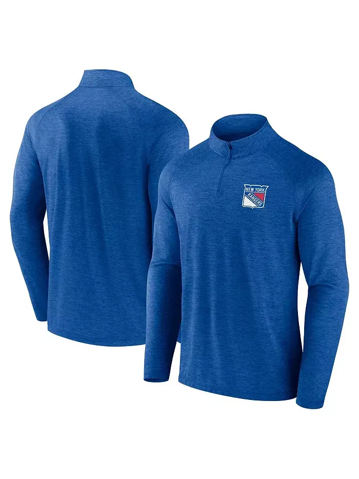 Толстовка Men's Blue New York Rangers Head-to-Head Raglan Quarter-Zip Top Logo Athletic
