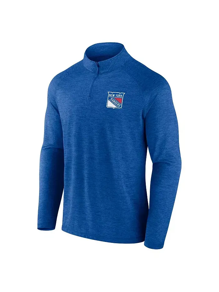 Толстовка Men's Blue New York Rangers Head-to-Head Raglan Quarter-Zip Top Logo Athletic — изображение 3 из 3