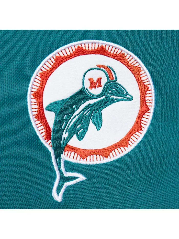 Мужская флисовая толстовка с капюшоном Aqua Miami Dolphins Vintage Logo Head Coach Mitchell & Ness — изображение 2 из 5