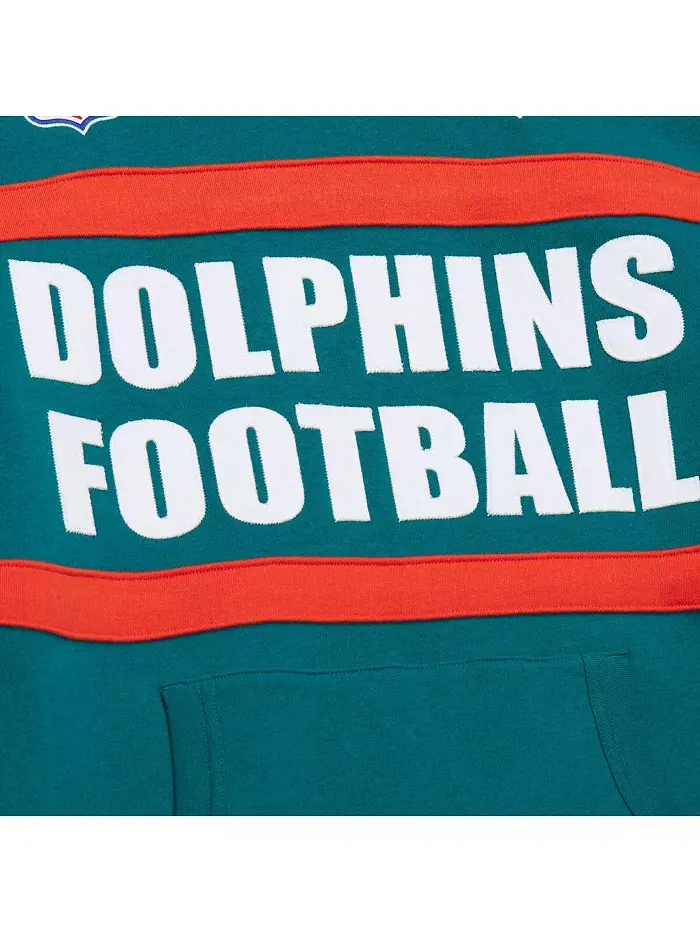 Мужская флисовая толстовка с капюшоном Aqua Miami Dolphins Vintage Logo Head Coach Mitchell & Ness — изображение 3 из 5