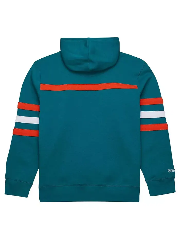 Мужская флисовая толстовка с капюшоном Aqua Miami Dolphins Vintage Logo Head Coach Mitchell & Ness — изображение 4 из 5