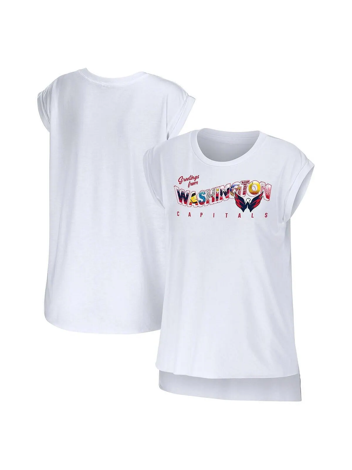 Женская белая футболка Washington Capitals Greeting From Muscle WEAR by Erin Andrews — изображение 1 из 3, белый