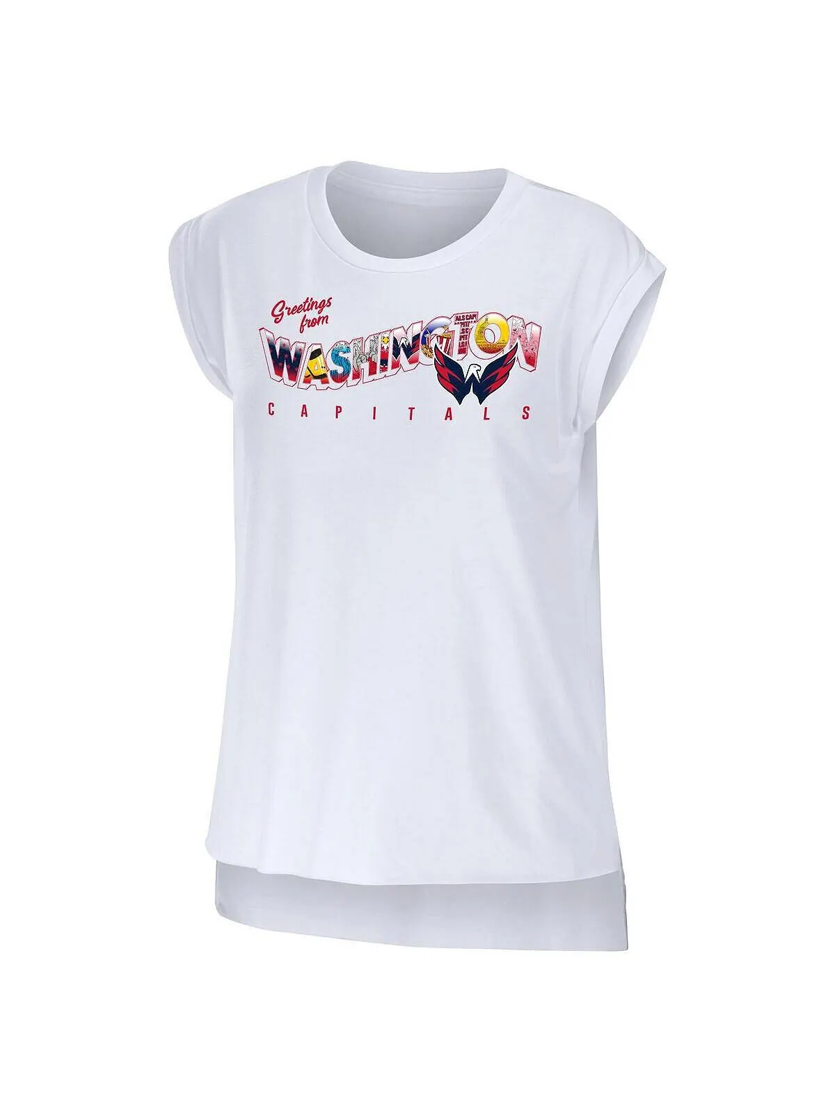 Женская белая футболка Washington Capitals Greeting From Muscle WEAR by Erin Andrews — изображение 2 из 3, белый