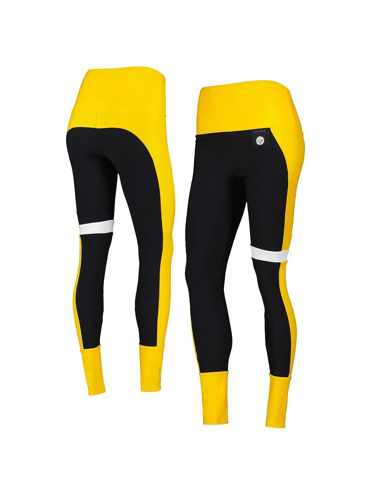 Женские черные и золотые леггинсы Tri-Blend с цветными блоками Pittsburgh Steelers Kiya Tomlin — изображение 1 из 3