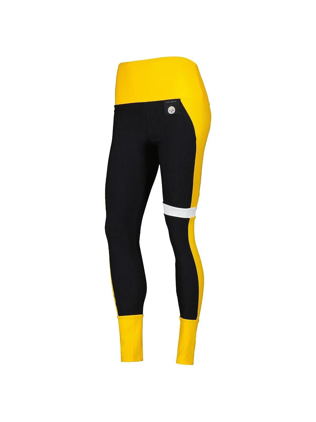 Женские черные и золотые леггинсы Tri-Blend с цветными блоками Pittsburgh Steelers Kiya Tomlin — изображение 3 из 3
