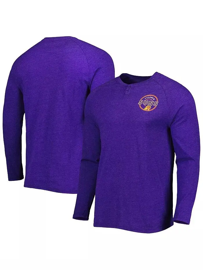 Мужская футболка с длинным рукавом Henley Raglan с принтом Phoenix Suns, цвет фиолетовый, левая