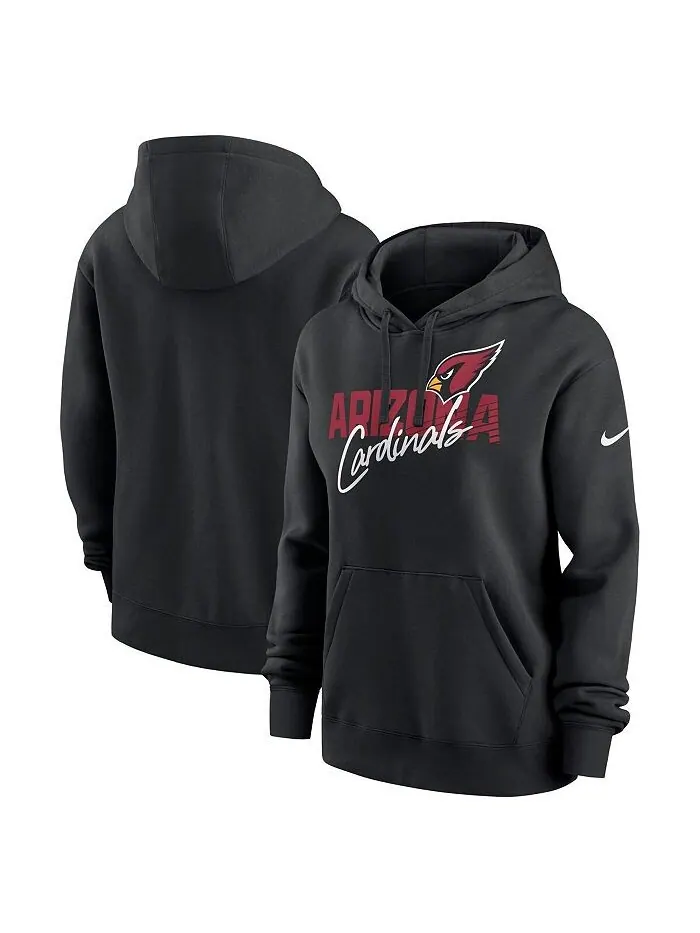 Женский флисовый пуловер с капюшоном черного цвета Arizona Cardinals Wordmark Club Nike — изображение 1 из 3, черный