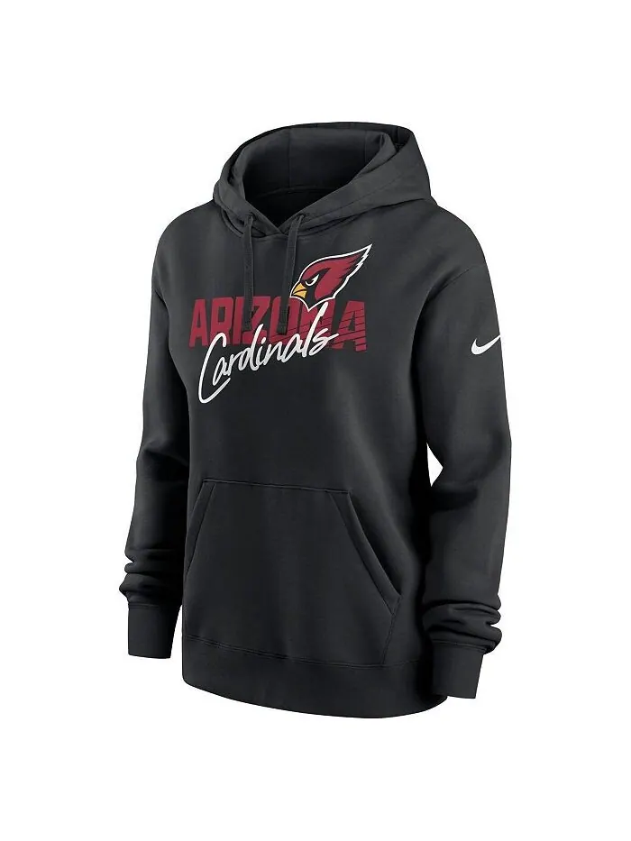Женский флисовый пуловер с капюшоном черного цвета Arizona Cardinals Wordmark Club Nike — изображение 3 из 3, черный