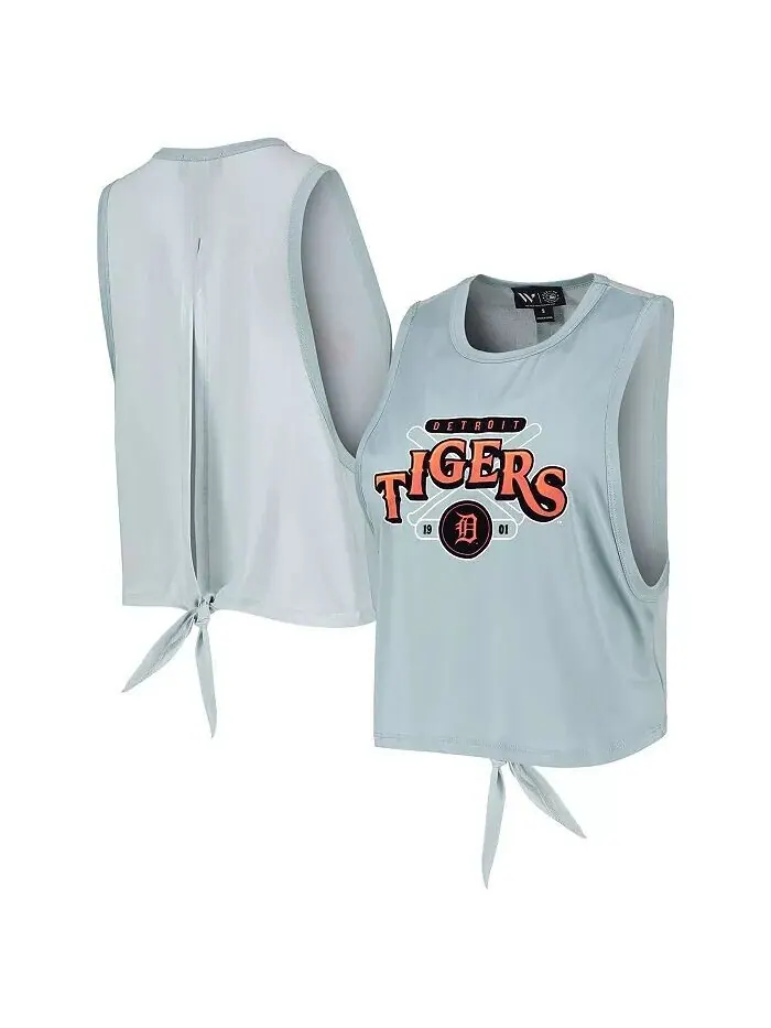 Женская голубая майка с открытой спиной и завязками Detroit Tigers The Wild Collective
