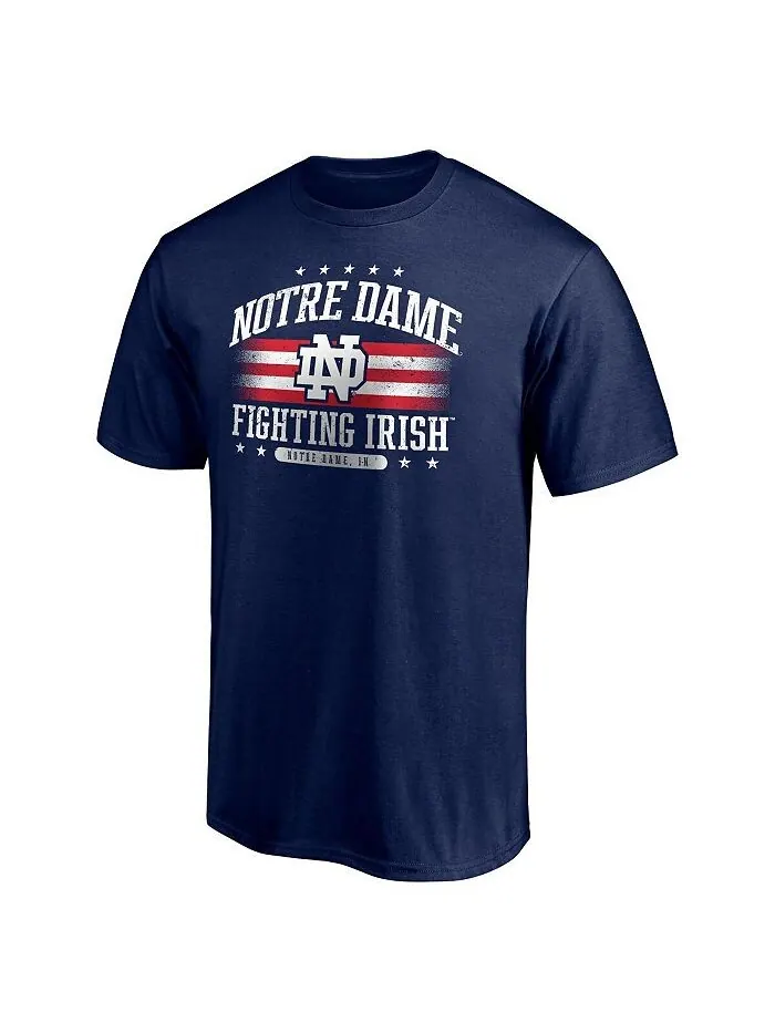 Мужская темно-синяя футболка с логотипом Notre Dame Fighting Irish Americana Fanatics — изображение 2 из 3, темно-синий