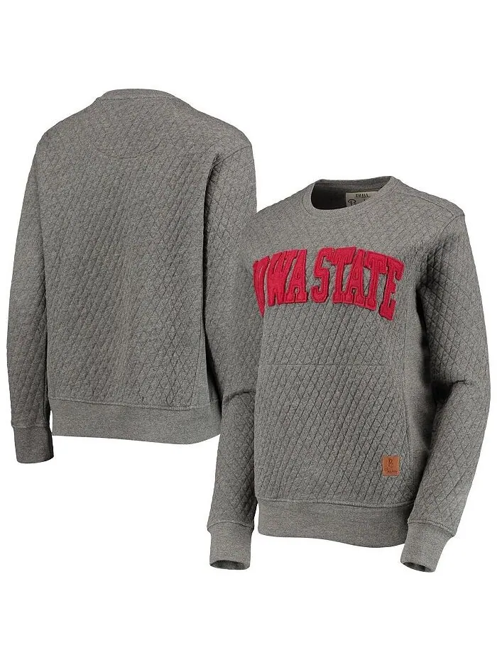 Женский стеганый пуловер Heather Charcoal Iowa State Cyclones Moose Pressbox — изображение 1 из 4, темно-серый