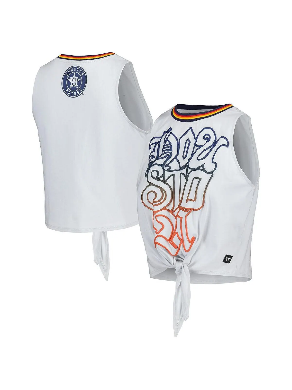 Женская серая майка Houston Astros с перекрученной завязкой спереди The Wild Collective