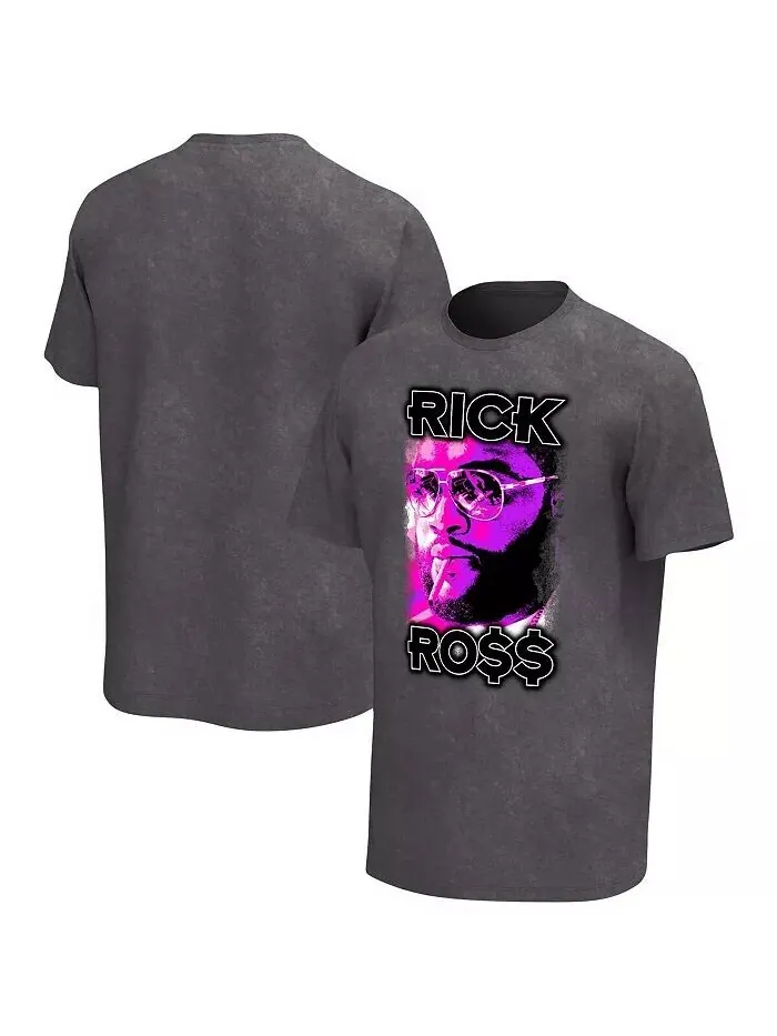 Мужская черная футболка с принтом Rick Ross Smoking Washed Philcos — изображение 1 из 3