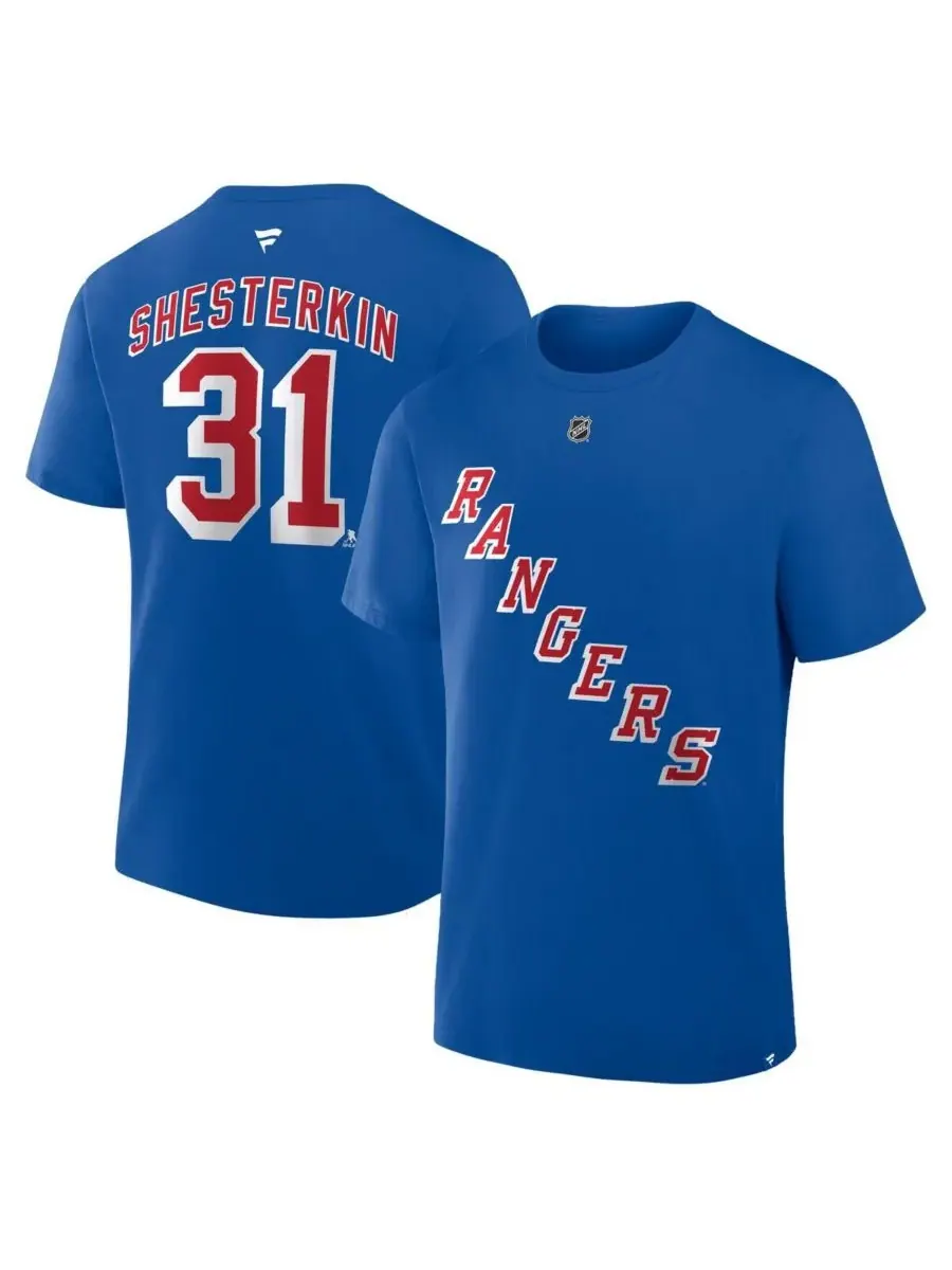 Fanatics Мужская синяя футболка Igor Shesterkin New York Rangers Authentic Stack с именем и номером — изображение 1 из 2