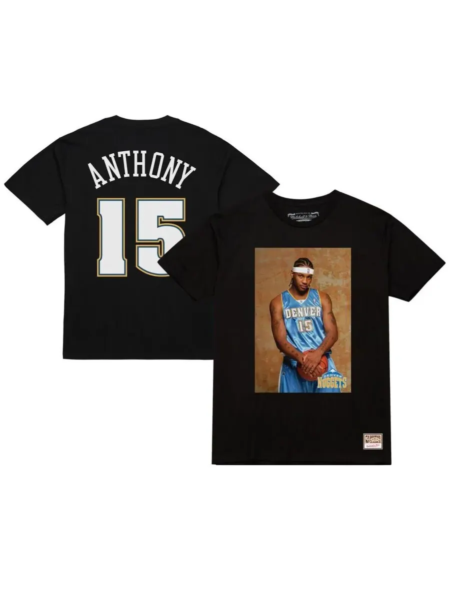 Mitchell & Ness Мужская черная футболка с изображением Кармело Энтони, новичка команды Denver — изображение 1 из 3, черный