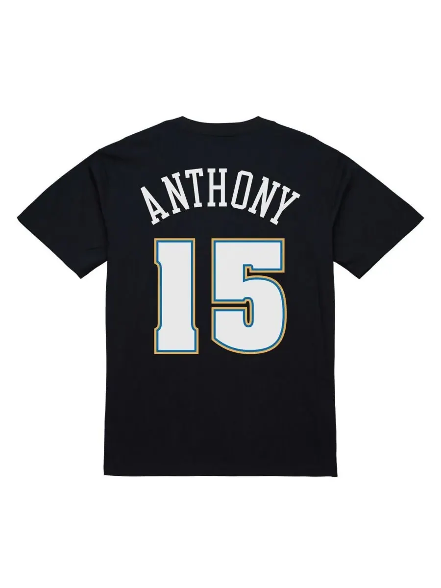 Mitchell & Ness Мужская черная футболка с изображением Кармело Энтони, новичка команды Denver — изображение 2 из 3, черный