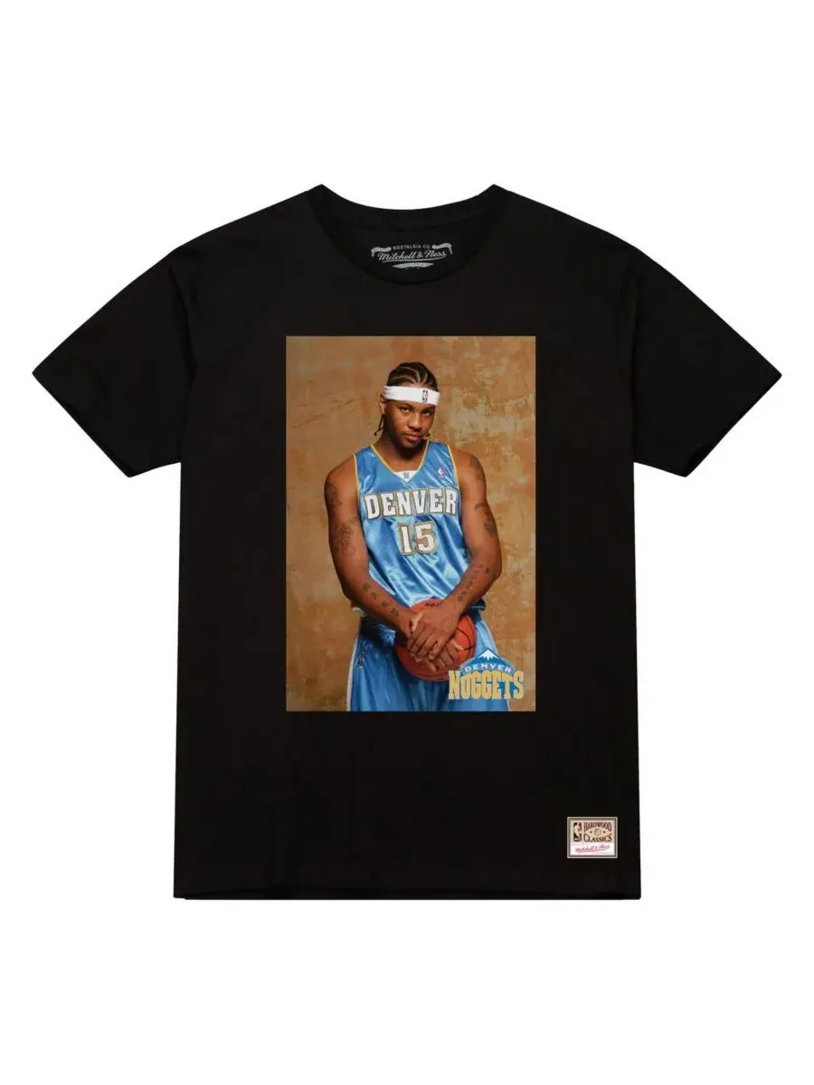 Mitchell & Ness Мужская черная футболка с изображением Кармело Энтони, новичка команды Denver — изображение 3 из 3, черный