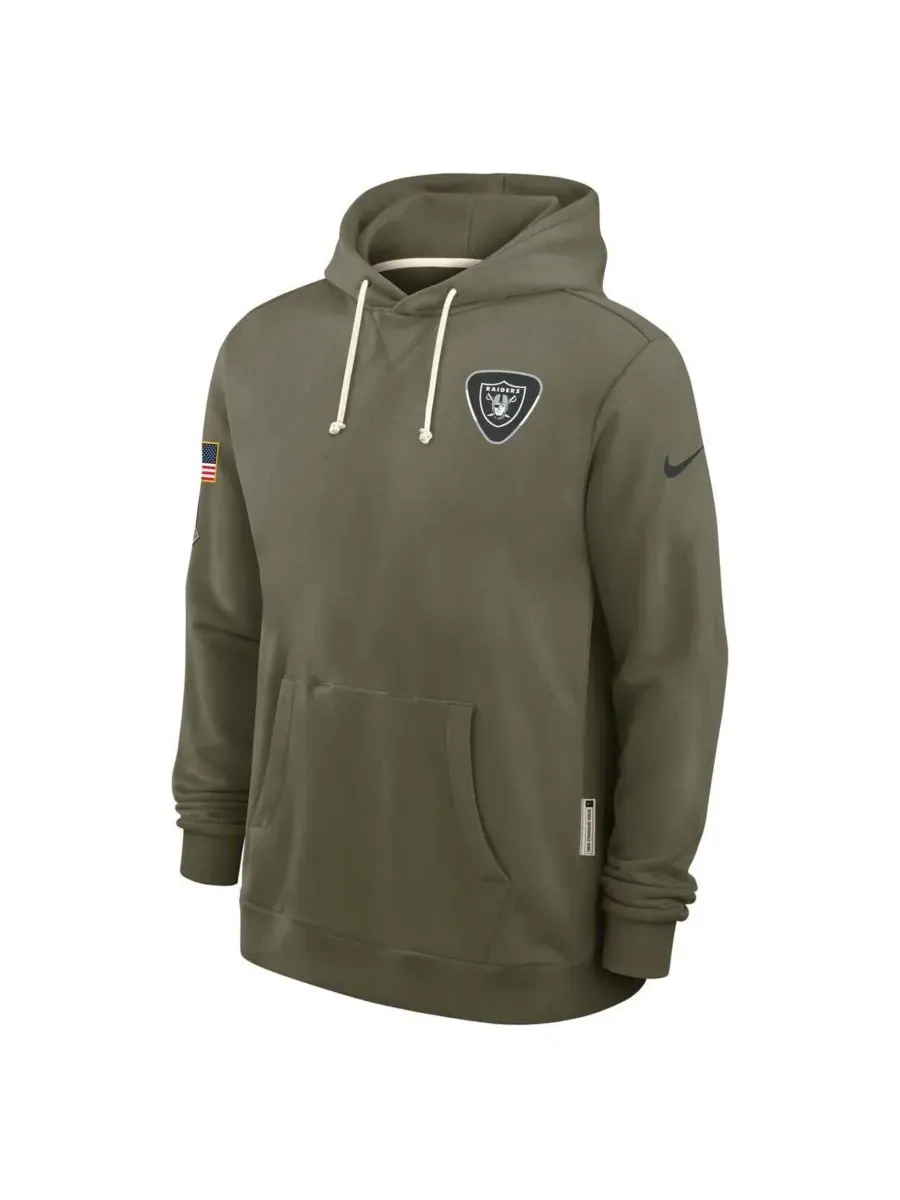 Nike Мужская толстовка Olive Las Vegas Raiders Big Tall 2025 Salute to Service Sideline Dominant — изображение 4 из 5
