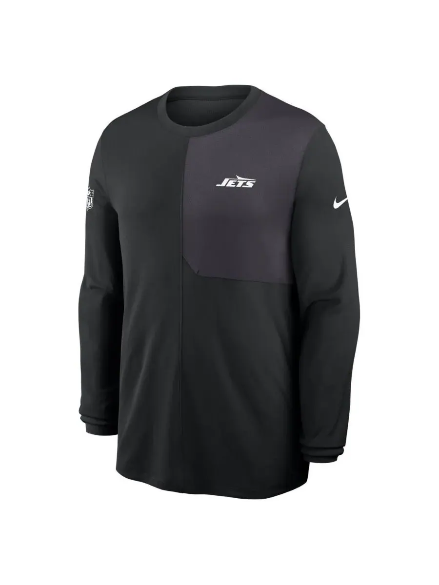 Nike Мужская черная футболка с длинным рукавом New York Jets Sideline Coach UV Performance — изображение 2 из 3, черный