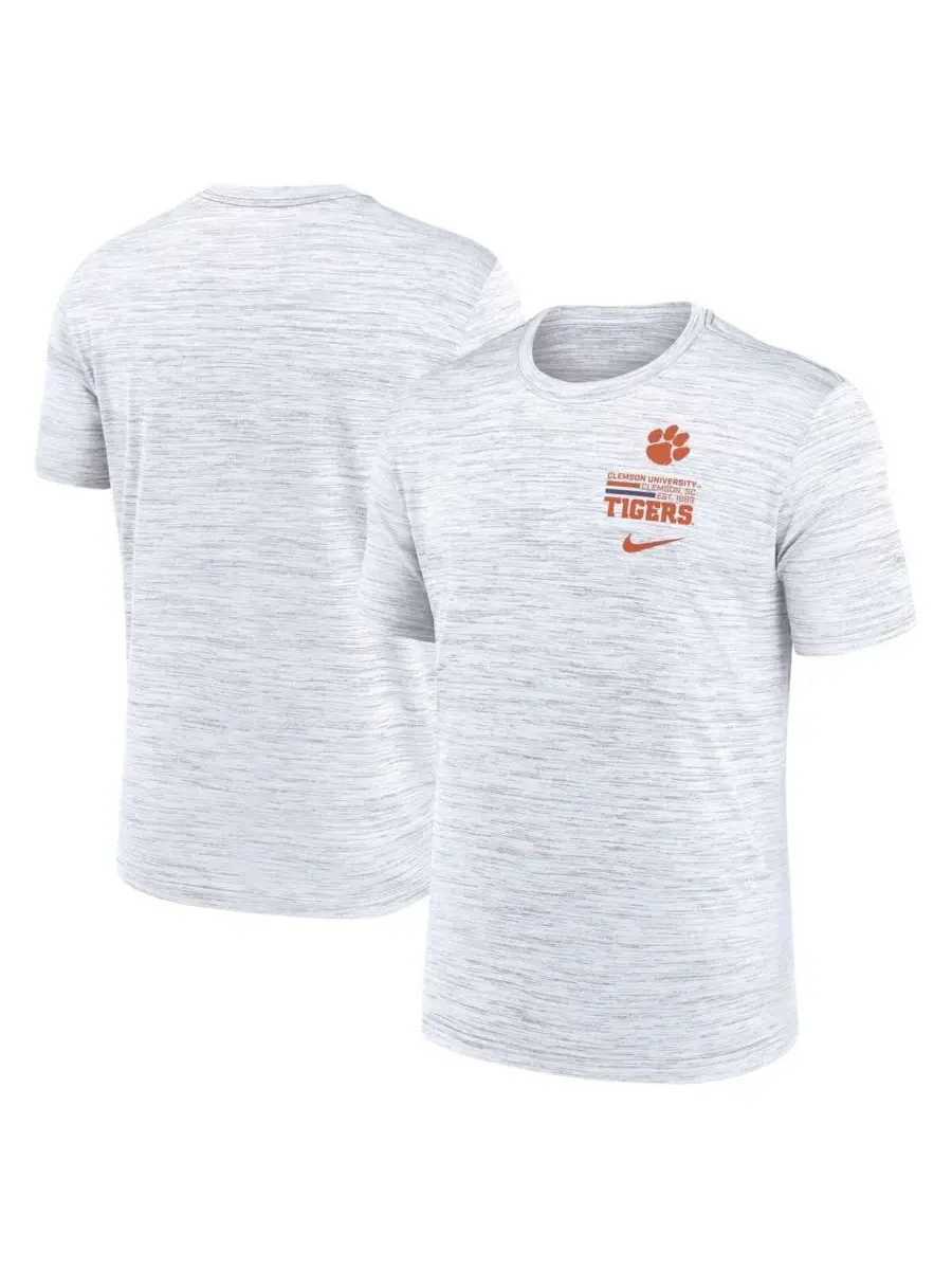 Nike Мужская белая футболка Clemson Tigers Velocity Stacked Performance — изображение 1 из 3, белый
