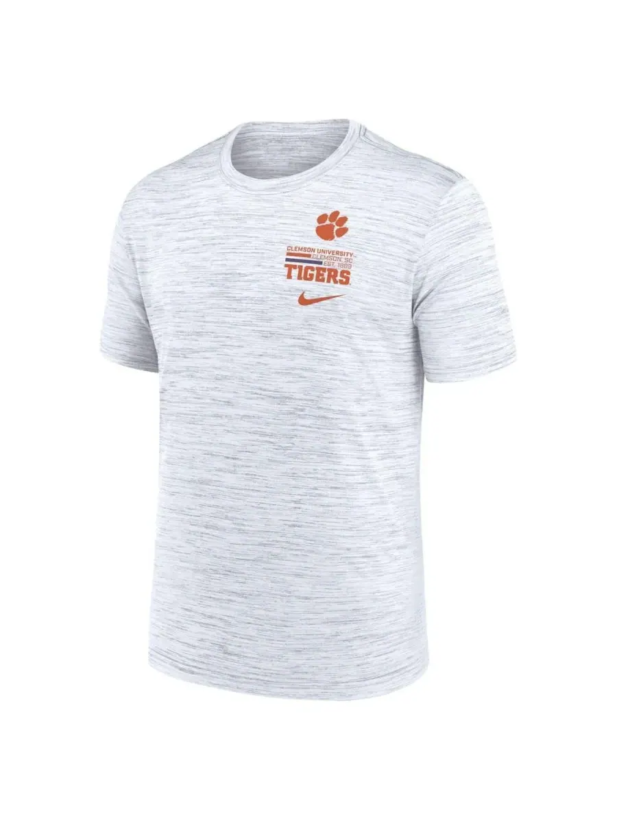 Nike Мужская белая футболка Clemson Tigers Velocity Stacked Performance — изображение 2 из 3, белый