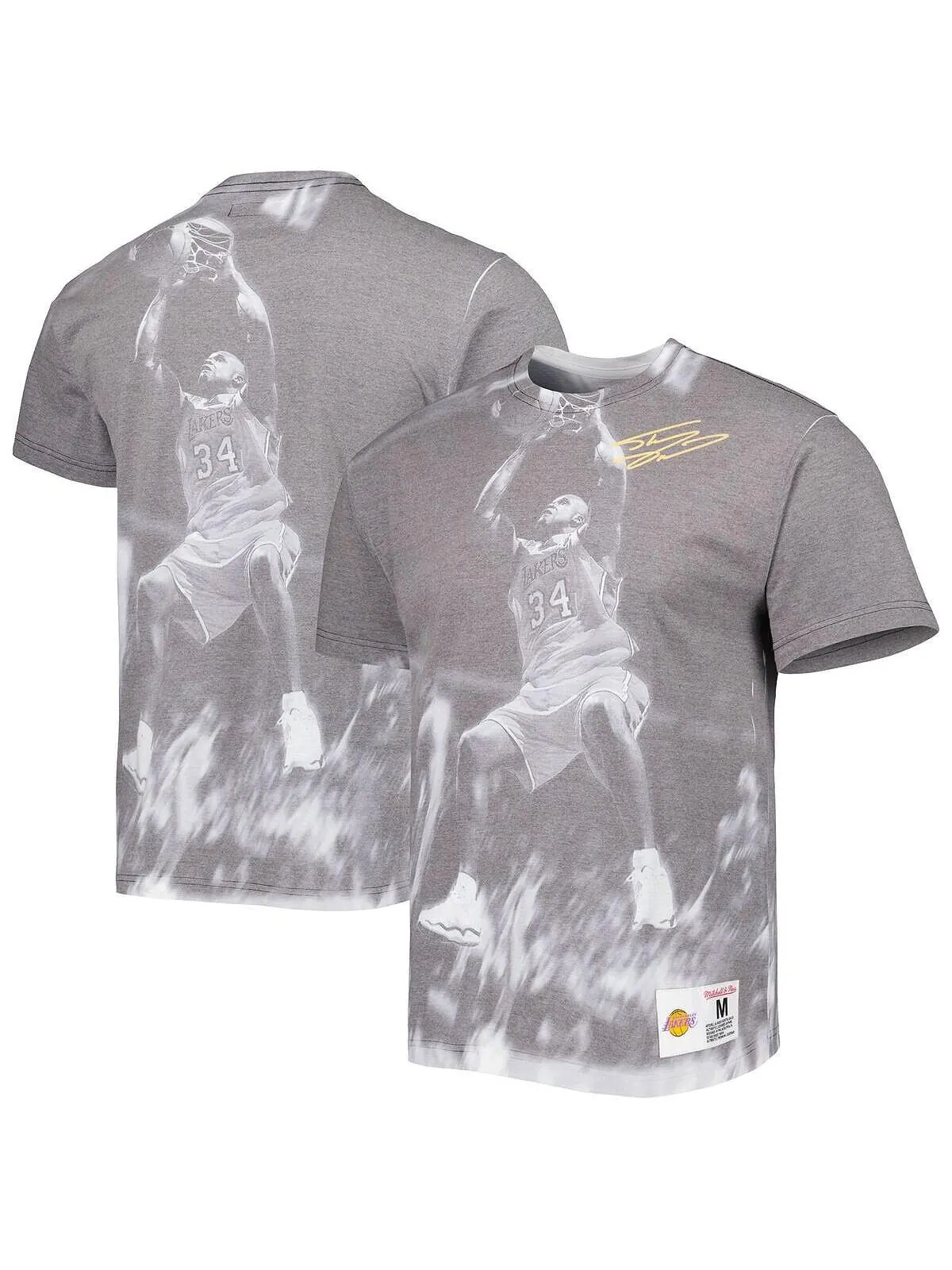 Мужская футболка shaquille o'neal grey los angeles lakers above the rim сублимированная футболка
