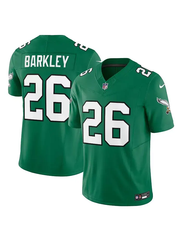 Мужская джерси Philadelphia Eagles альтернативного цвета Kelly Green, модель Saquon Barkley, серия — изображение 1 из 3