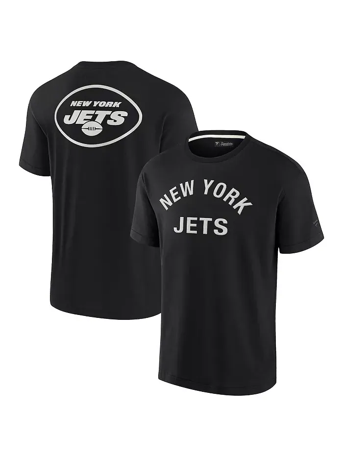 Мужская и женская черная футболка New York Jets с коротким рукавом, супермягкая Fanatics Signature — изображение 1 из 3