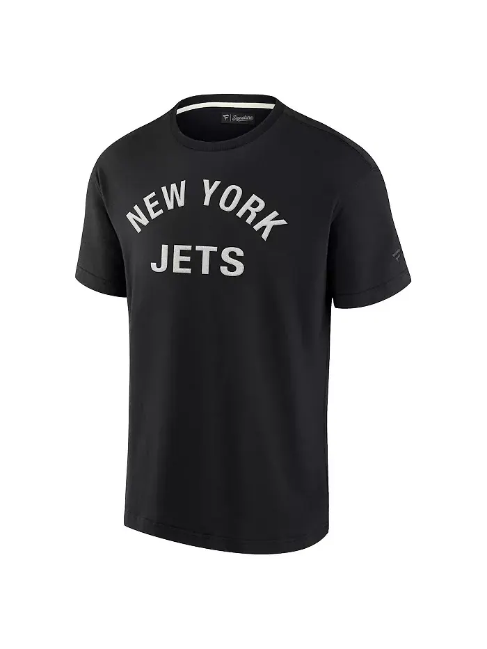 Мужская и женская черная футболка New York Jets с коротким рукавом, супермягкая Fanatics Signature — изображение 2 из 3