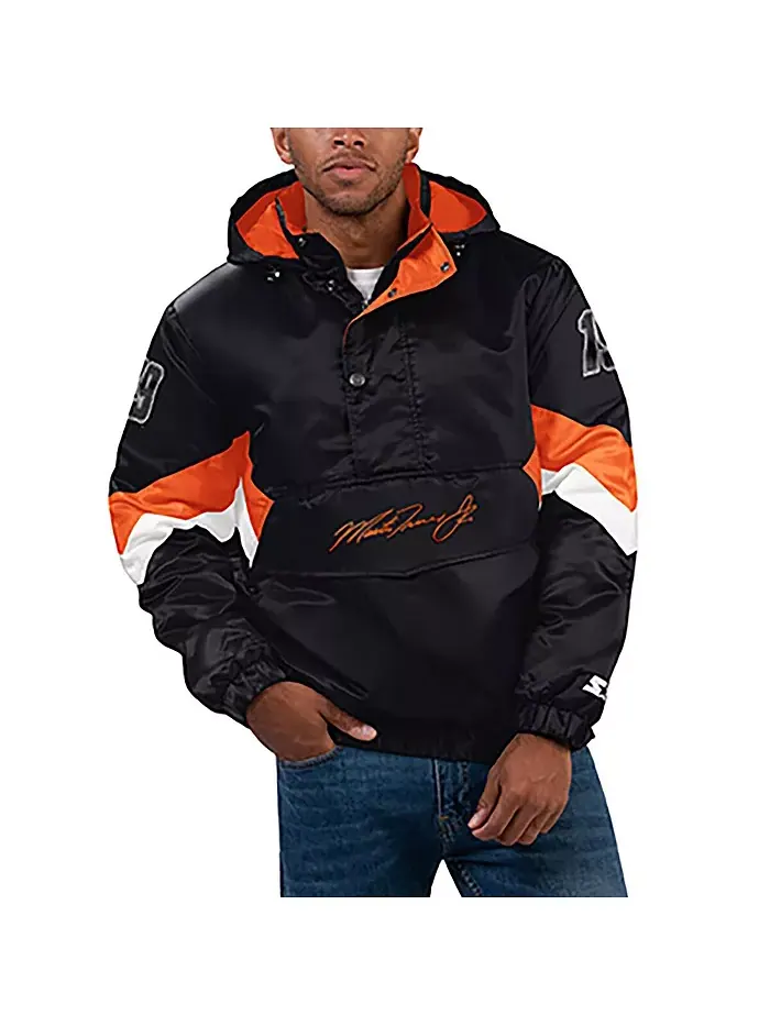 Мужская черная худи-куртка на молнии Home Team Martin Truex Jr из сатина Starter — изображение 1 из 2