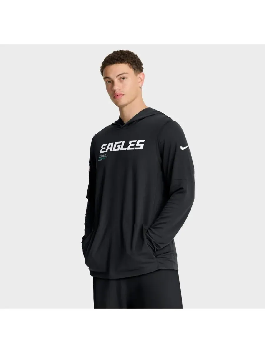 Nike Мужская черная толстовка с длинными рукавами Philadelphia Eagles Sideline Pure Fury Performance — изображение 1 из 5
