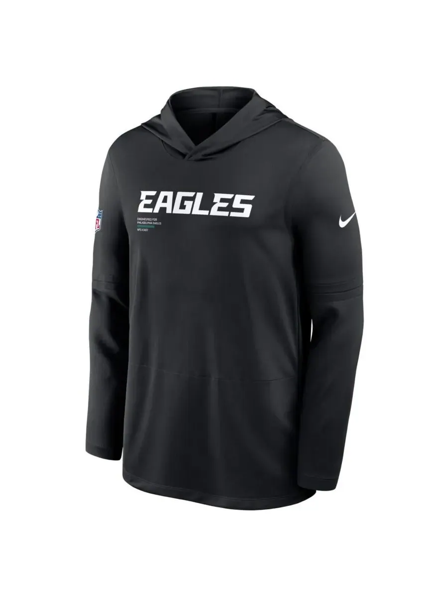 Nike Мужская черная толстовка с длинными рукавами Philadelphia Eagles Sideline Pure Fury Performance — изображение 4 из 5