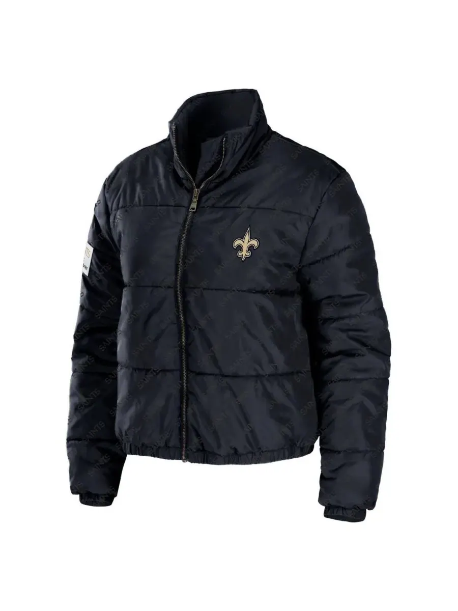 WEAR by Erin Andrews Женская черная укороченная куртка-пуховик на молнии с символикой New Orleans — изображение 3 из 3