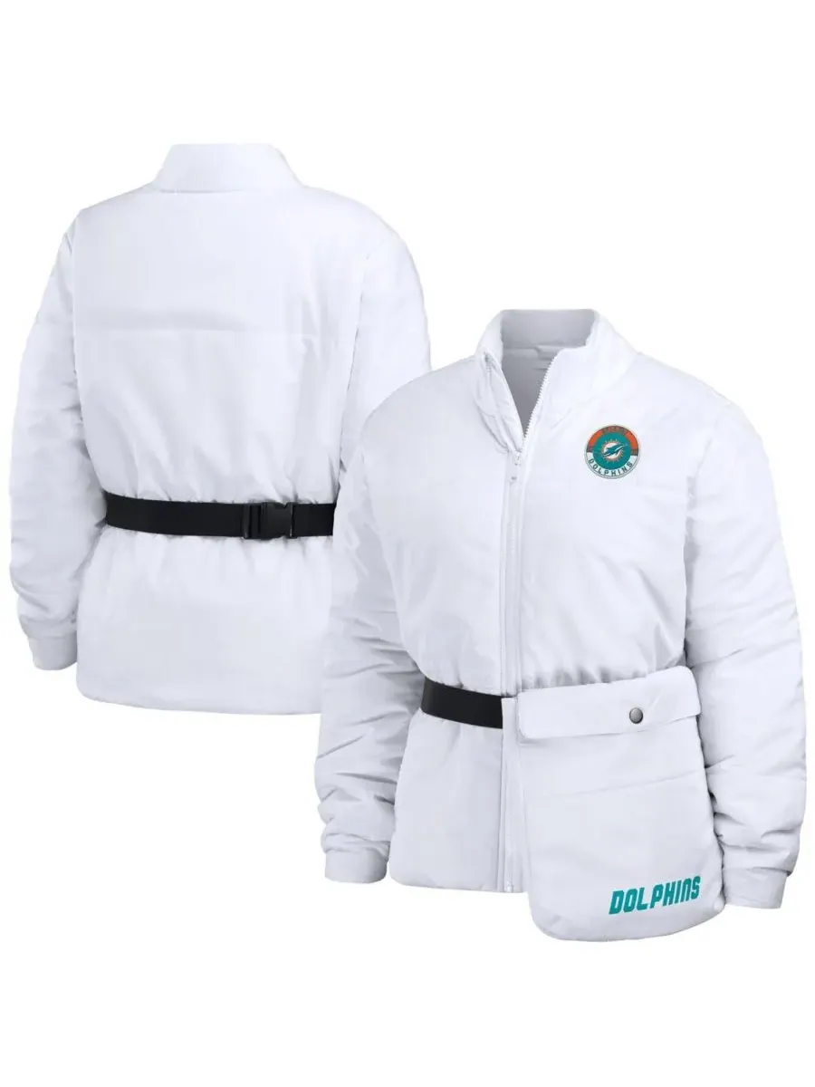 WEAR by Erin Andrews Женская белая пуховая куртка Miami Dolphins Packaway на молнии — изображение 1 из 4, белый