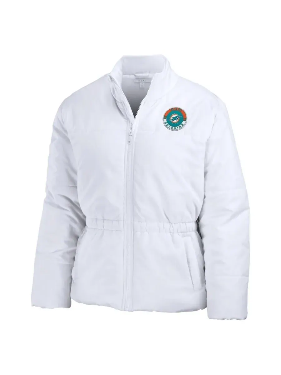 WEAR by Erin Andrews Женская белая пуховая куртка Miami Dolphins Packaway на молнии — изображение 4 из 4, белый