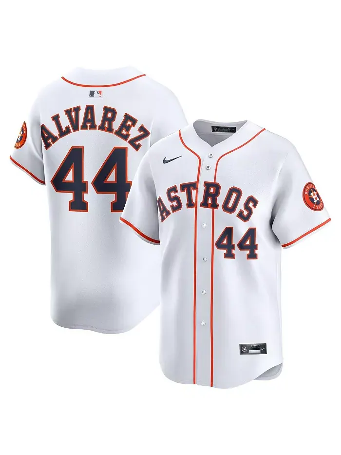 Мужская белая лимитированная игровая футболка Houston Astros с именем Йордана Альвареса Nike — изображение 1 из 3