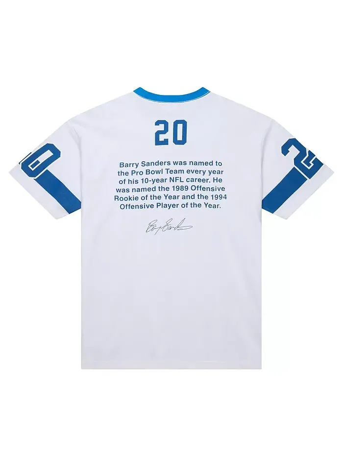 Мужская футболка с винтажным логотипом Detroit Lions, именем и номером Barry Sanders Mitchell & Ness — изображение 2 из 3