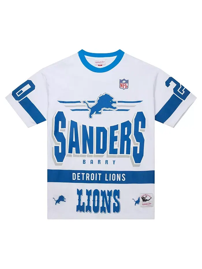 Мужская футболка с винтажным логотипом Detroit Lions, именем и номером Barry Sanders Mitchell & Ness — изображение 3 из 3