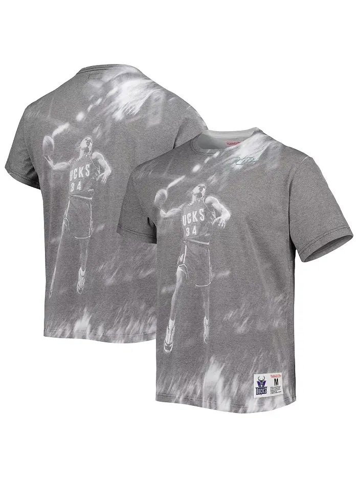 Мужская футболка Milwaukee Bucks Above The Rim цвета хизер-серый Ray Allen Mitchell & Ness — изображение 1 из 3