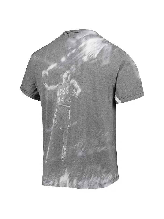 Мужская футболка Milwaukee Bucks Above The Rim цвета хизер-серый Ray Allen Mitchell & Ness — изображение 2 из 3