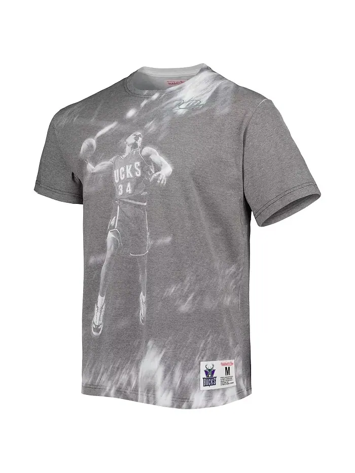 Мужская футболка Milwaukee Bucks Above The Rim цвета хизер-серый Ray Allen Mitchell & Ness — изображение 3 из 3