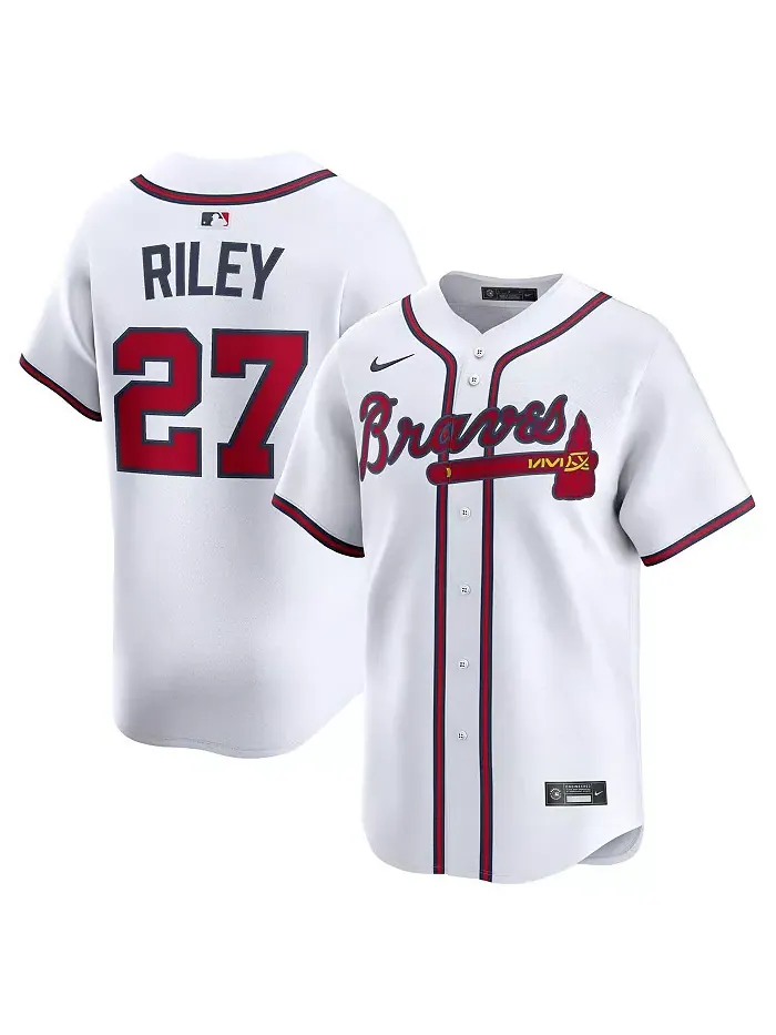 Мужская домашняя лимитированная джерси Atlanta Braves Остина Райли белого цвета Nike — изображение 1 из 3
