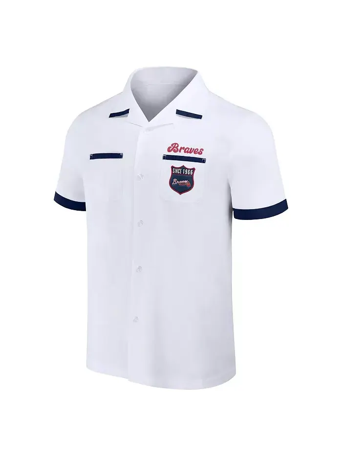 Мужская рубашка на пуговицах для боулинга Darius Rucker Collection от White Atlanta Braves Fanatics — изображение 2 из 3