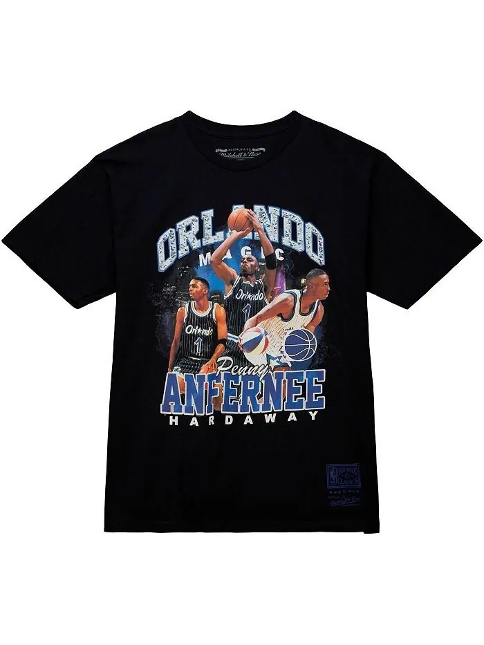 Мужская футболка Penny Hardaway Black Orlando Magic Hardwood Classics Bling Concert Player Mitchell — изображение 2 из 3