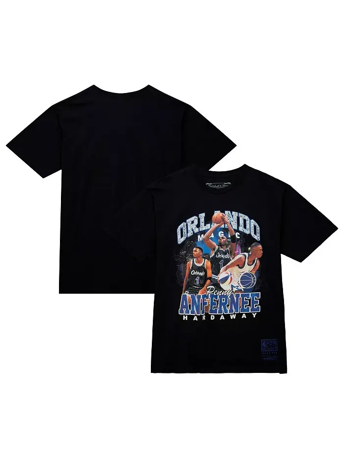 Мужская футболка Penny Hardaway Black Orlando Magic Hardwood Classics Bling Concert Player Mitchell — изображение 1 из 3