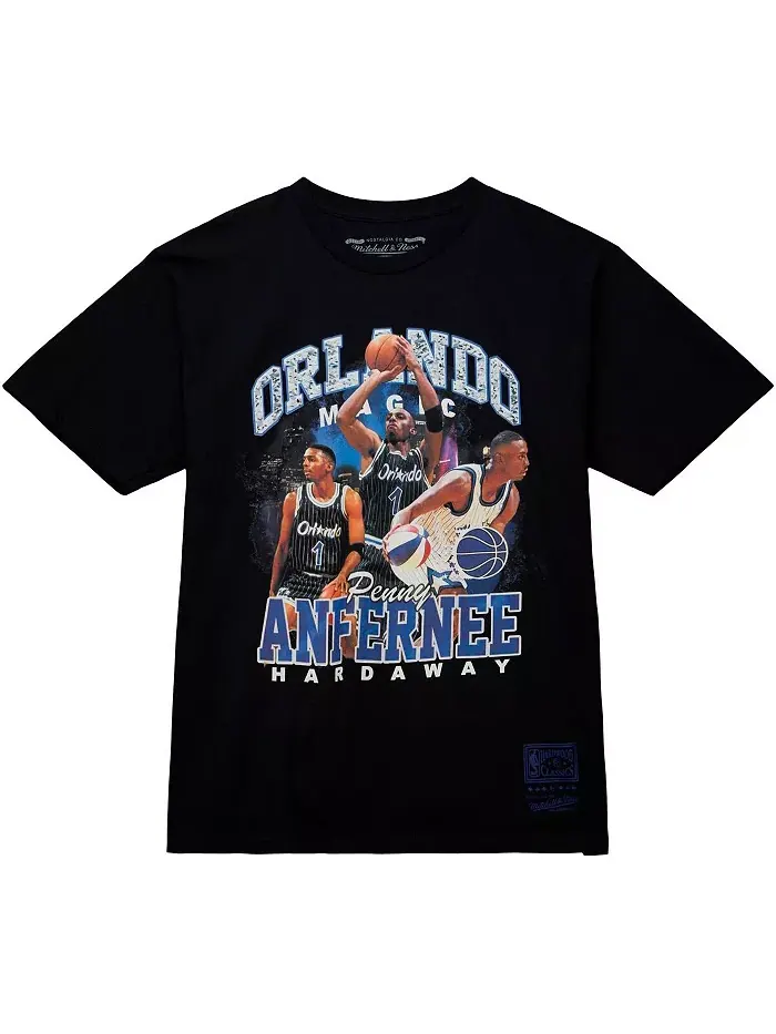 Мужская футболка Penny Hardaway Black Orlando Magic Hardwood Classics Bling Concert Player Mitchell — изображение 2 из 3