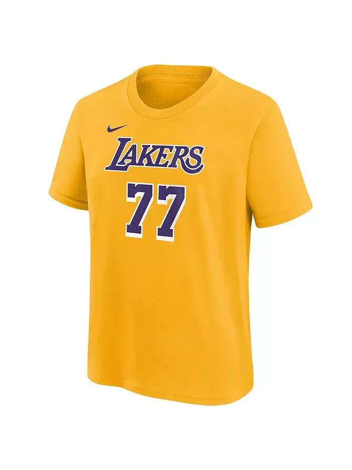 Мужская футболка Luka Doncic Gold Los Angeles Lakers Icon Edition с именем и номером Nike — изображение 3 из 3
