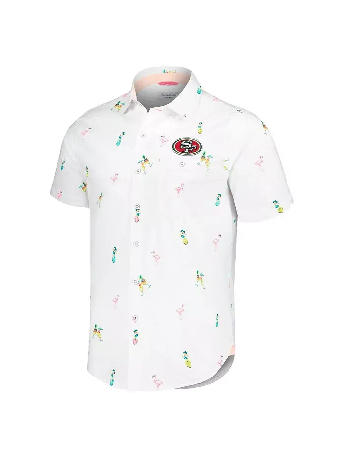 Мужская белая рубашка на пуговицах San Francisco 49ers Nova Wave Flocktail Tommy Bahama — изображение 3 из 3