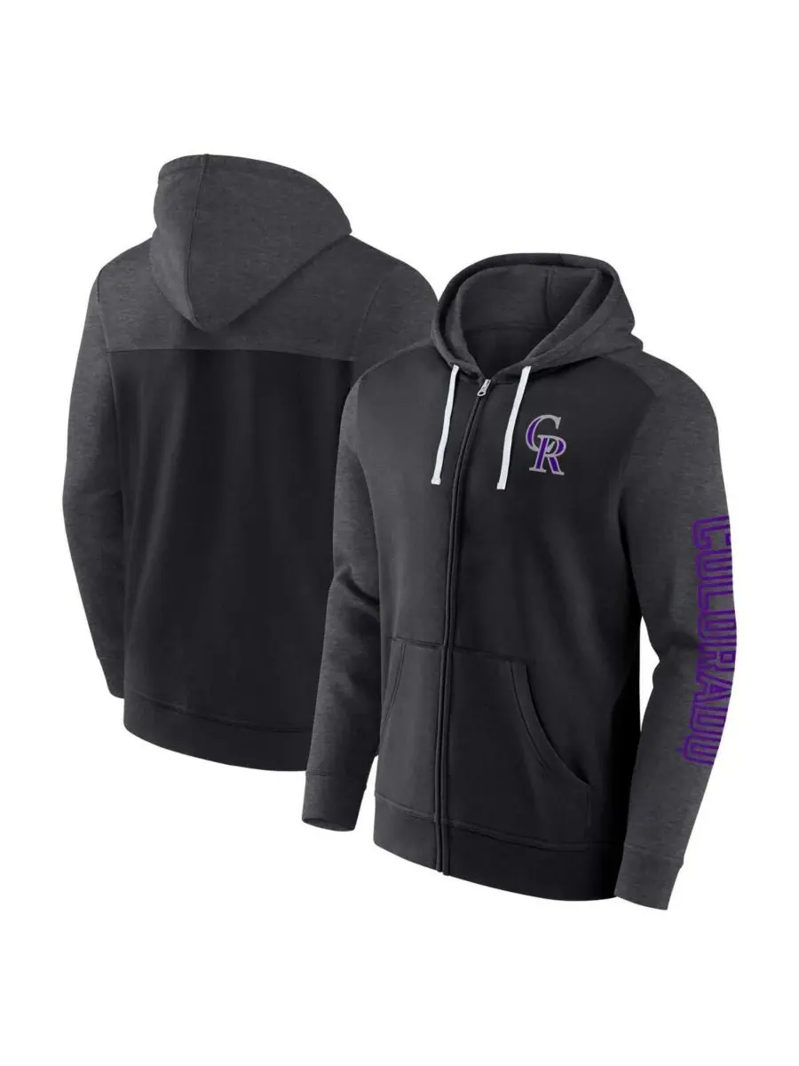 Fanatics Мужская черная толстовка на молнии с изображением игроков нападения команды Colorado — изображение 1 из 3, черный