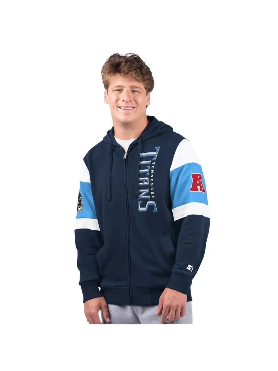 Starter Мужская темно-синяя толстовка на молнии Tennessee Titans Extreme — изображение 1 из 2, темно-синий